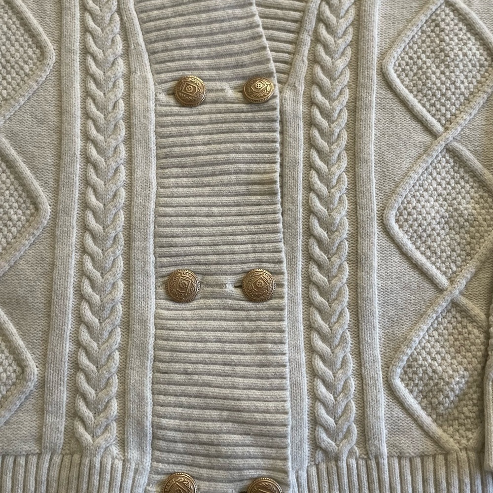 J. Jill Cream Double-Breasted Knit Cardigan - Picture 4 of 5